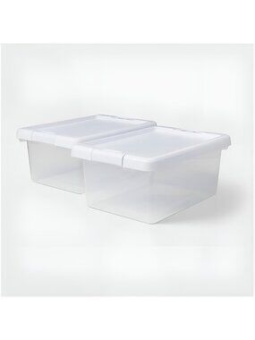 2pk S Latching Clear Storage Bins with White Lid